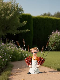 Садовая фигура - подставка для шампуров из полистоуна «Шашлычник», 44×20×55 см