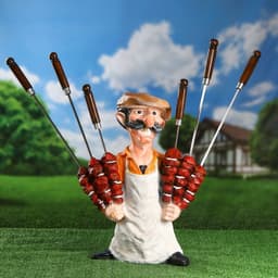 Садовая фигура - подставка для шампуров из полистоуна «Шашлычник», 44×20×55 см