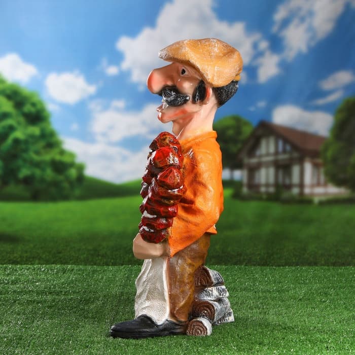 Садовая фигура - подставка для шампуров из полистоуна «Шашлычник», 44×20×55 см