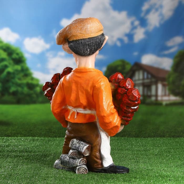 Садовая фигура - подставка для шампуров из полистоуна «Шашлычник», 44×20×55 см