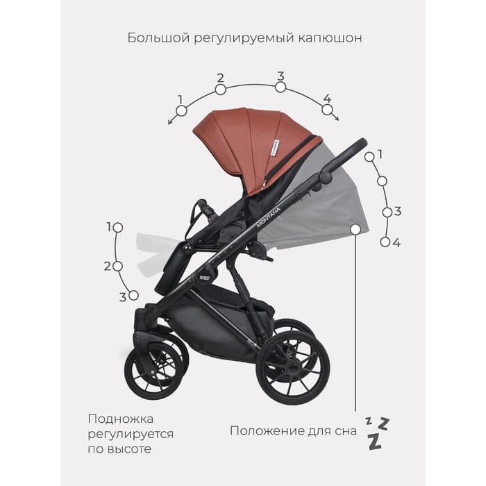 Коляска 2 в 1 Riko Montana Ecco, цвет maroon