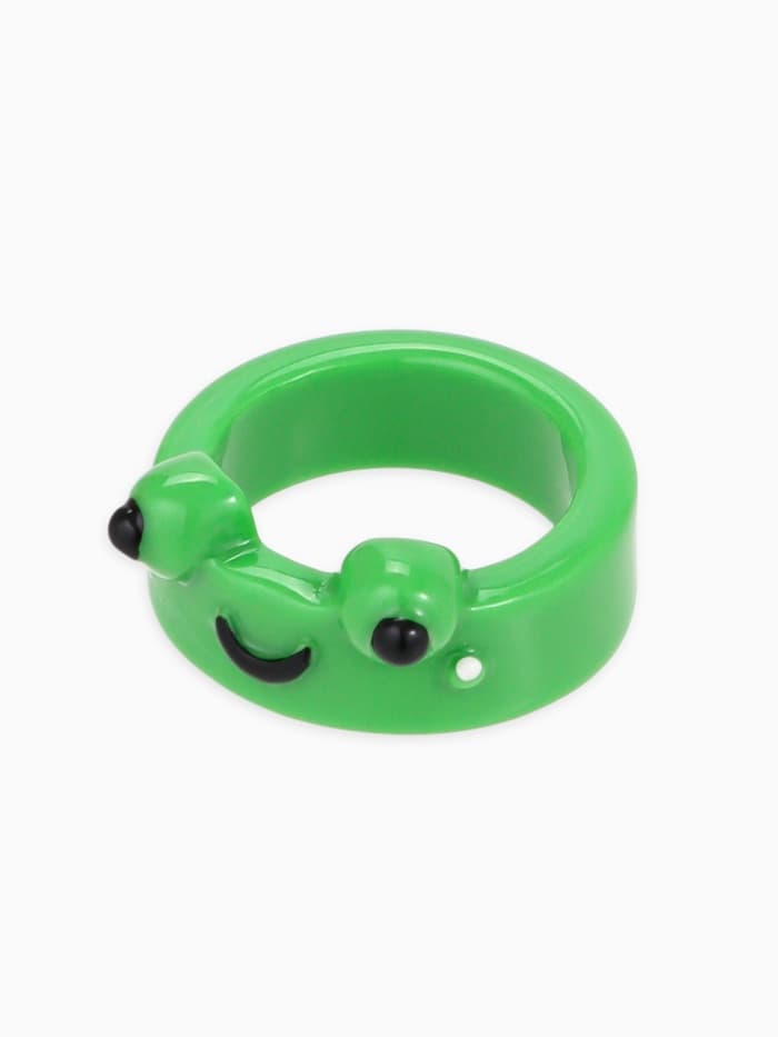 Кольцо пластиковое «Лягушка», зелёное, 17 размер