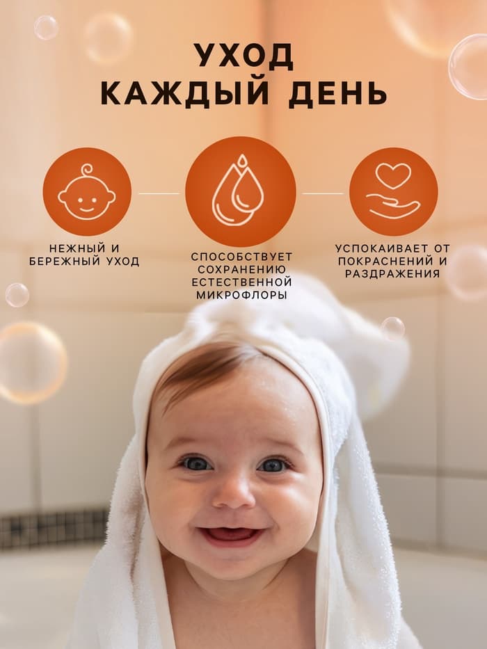 Гель для подмывания детский LULU с экстрактами ромашки, без парабенов, без силиконов, 300 мл