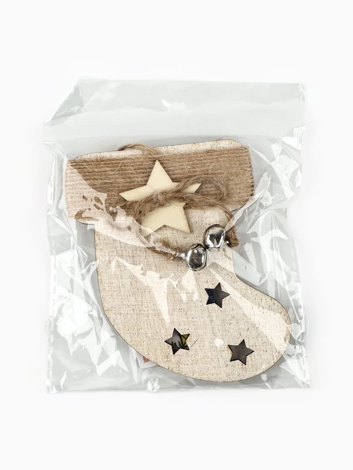 Ёлочная игрушка новогодняя «Носочек», дерево, 9×10 см