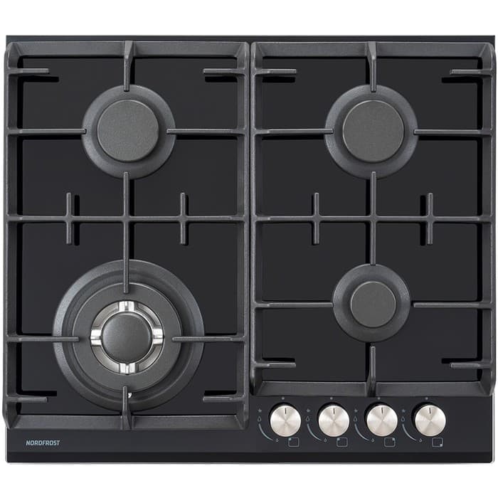Варочная поверхность NORDFROST HM 6042 B, газовая, 4 конфорки, чёрный