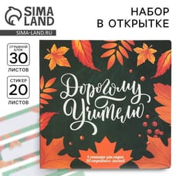 Набор в открытке «Дорогому Учителю», стикеры 4×20 листов, отрывной блок 30 листов