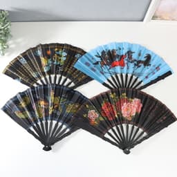 Веер складной h=30 см «Китайская мифология», МИКС