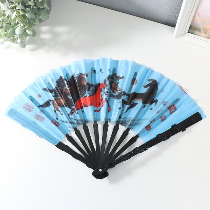 Веер складной h=30 см «Китайская мифология», МИКС