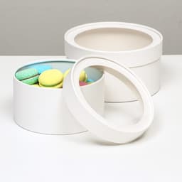 Набор 2 в 1 круглых коробок «Белая» с окном, 21×11 - 18×10 см