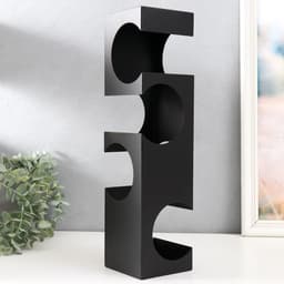 Фигурка металл, держатель для бутылок «Геометрия», чёрный, 10×10×40 см