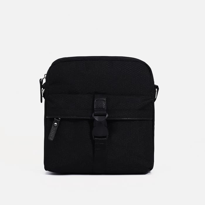 Сумка кросс-боди мужская TEXTURA, на молнии, 3 наружных кармана, 24×10×28 см, чёрная