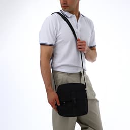 Сумка кросс-боди мужская TEXTURA, на молнии, 3 наружных кармана, 24×10×28 см, чёрная