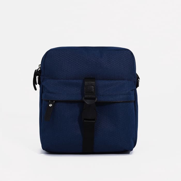 Сумка кросс-боди мужская TEXTURA, на молнии, 3 наружных кармана, 24×10×28 см, синяя