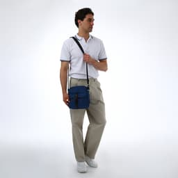 Сумка кросс-боди мужская TEXTURA, на молнии, 3 наружных кармана, 24×10×28 см, синяя