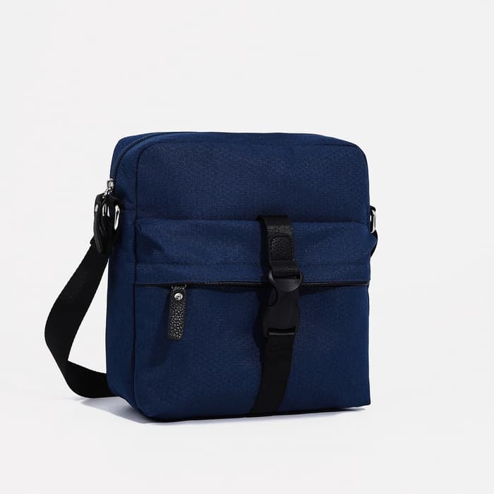 Сумка кросс-боди мужская TEXTURA, на молнии, 3 наружных кармана, 24×10×28 см, синяя