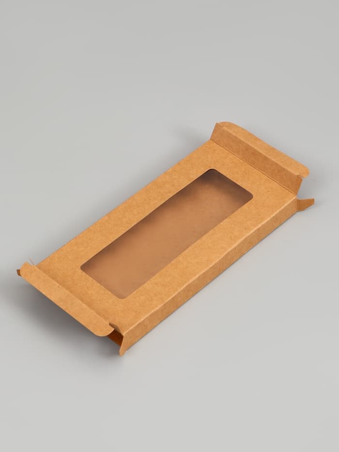 Коробка под плитку шоколада, крафт, с окном 17.1×8×1.4 см