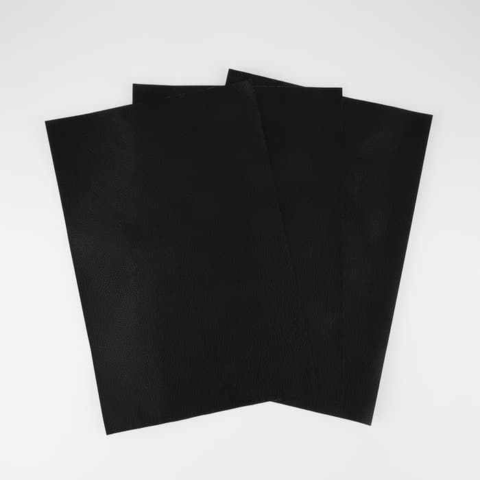 Искусственная кожа, с клеевой основой, 20×30 см, 0.5 мм, 3 шт., чёрная