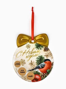 Ёлочная игрушка новогодняя с пожеланиями «Тепла и уюта», скретч-слой, 12.4×14.6 см