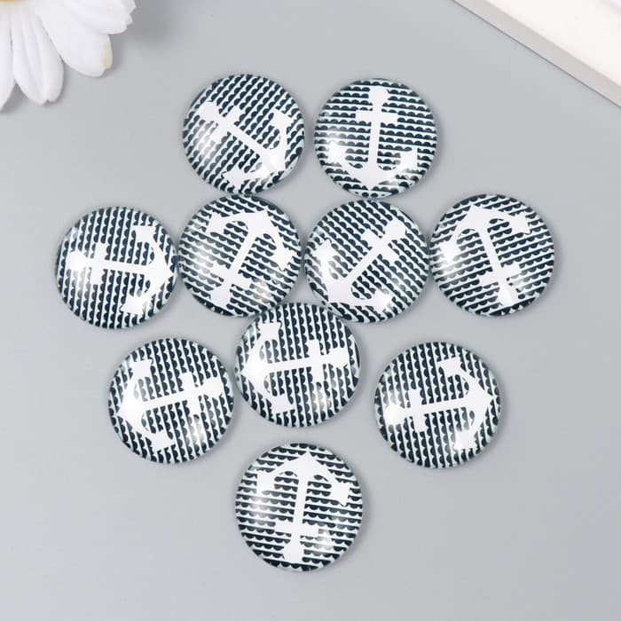 Декоративный элемент для творчества «Арт Узор. Кабошон: якорь», стекло, d=2.5 см, МИКС