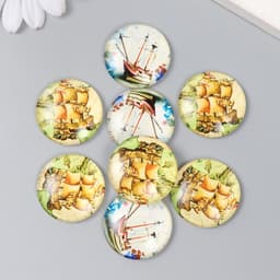 Декор (кабошон) для творчества стекло «Корабль», d=3 см, МИКС