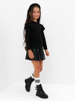 Лонгслив для девочки с воланами KAFTAN: School collection, чёрный, размер 38 (146-152 см)
