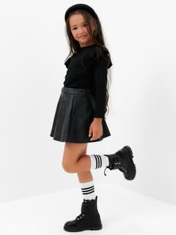 Лонгслив для девочки с воланами KAFTAN: School collection, чёрный, размер 38 (146-152 см)