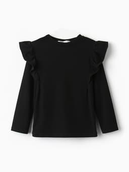 Лонгслив для девочки с воланами KAFTAN: School collection, чёрный, размер 38 (146-152 см)