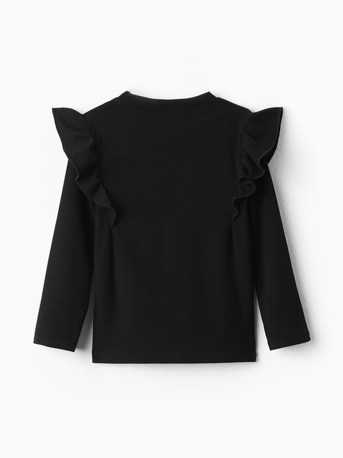 Лонгслив для девочки с воланами KAFTAN: School collection, чёрный, размер 38 (146-152 см)