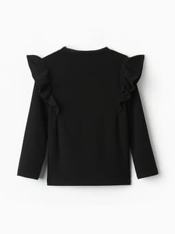 Лонгслив для девочки с воланами KAFTAN: School collection, чёрный, размер 38 (146-152 см)