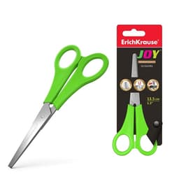 Ножницы детские 13.5 см, ErichKrause Joy, с закруглёнными концами лезвий и линейкой, МИКС