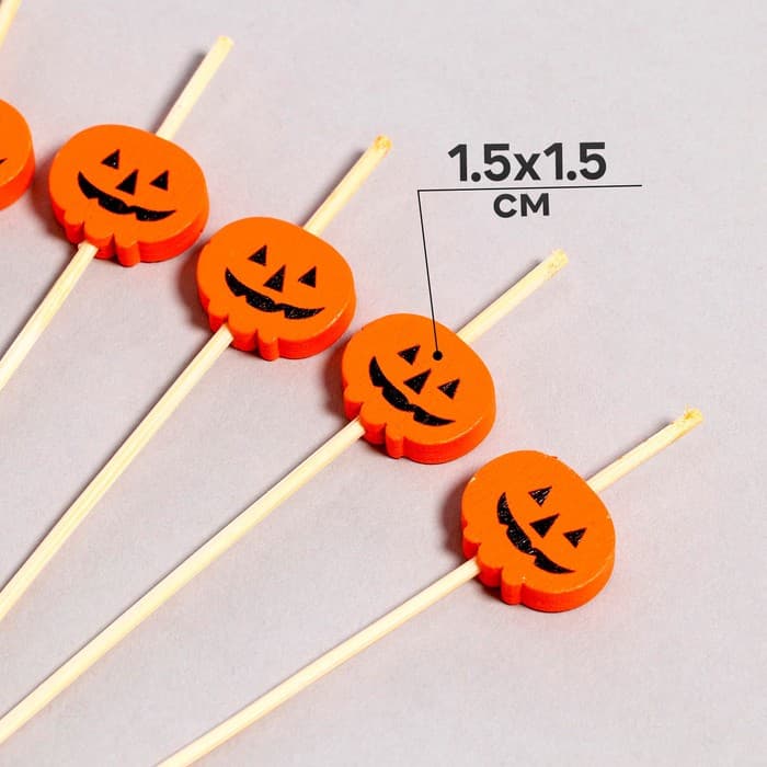 Шпажки для канапе «Тыква», в наборе 12 штук, оранжевая