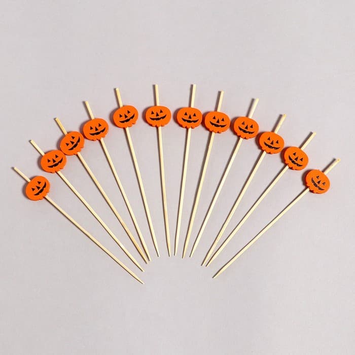 Шпажки для канапе «Тыква», в наборе 12 штук, оранжевая