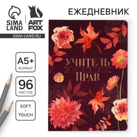 Ежедневник недатированный, А5+, 96 л., мягкая обложка, софт-тач «Учитель всегда прав»
