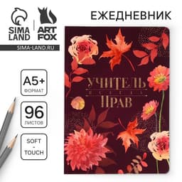 Ежедневник недатированный, А5+, 96 л., мягкая обложка, софт-тач «Учитель всегда прав»