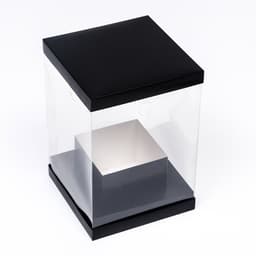 Коробка для цветов с вазой и PVC окнами, складная, 16×23×16 см, чёрный