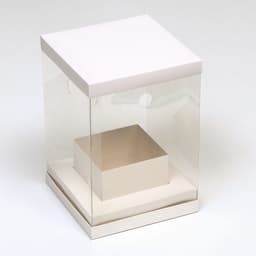 Коробка для цветов с вазой и PVC окнами, складная, 16×23×16 см, белый