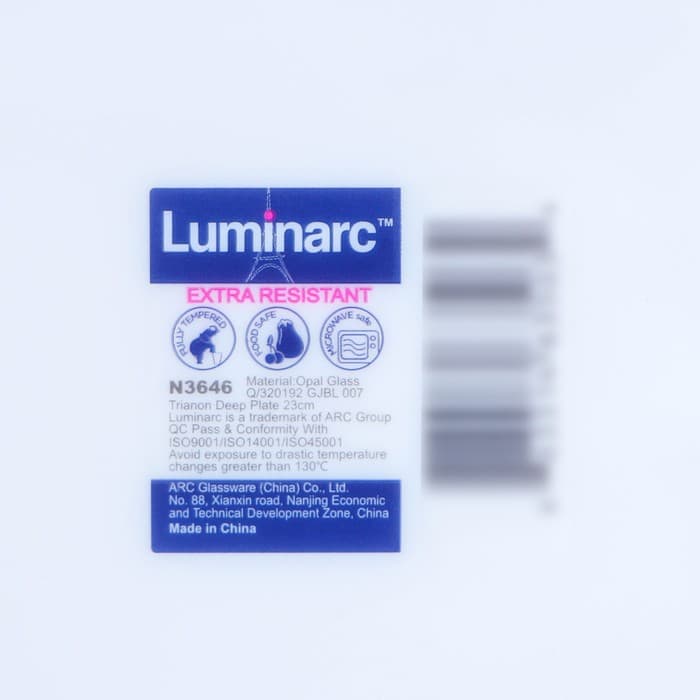 Тарелки Luminarc TRIANON, 250 мл, d=23 см, глубокие, стеклокерамика, набор 6 шт., белые