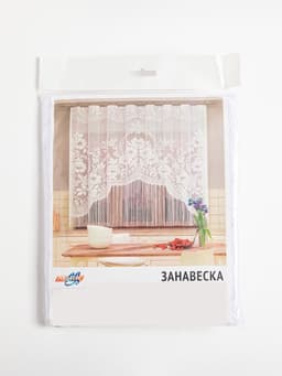 Тюль на кухню без шторной ленты, 169×162 см, белая