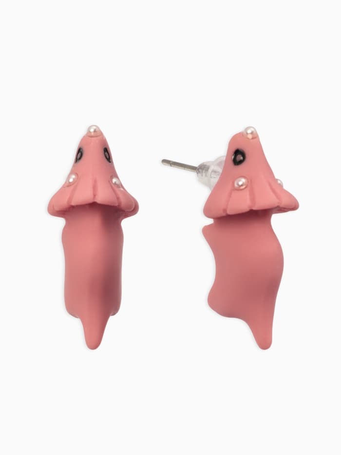 Серьги из полимерной глины «Динозавр», розовые