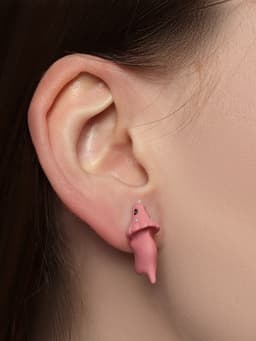 Серьги из полимерной глины «Динозавр», розовые