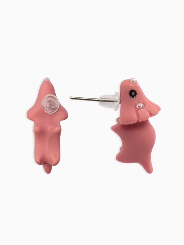 Серьги из полимерной глины «Динозавр», розовые