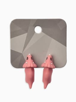 Серьги из полимерной глины «Динозавр», розовые