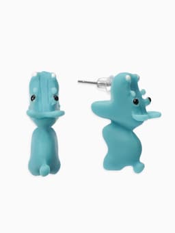 Серьги из полимерной глины «Бегемот», голубые