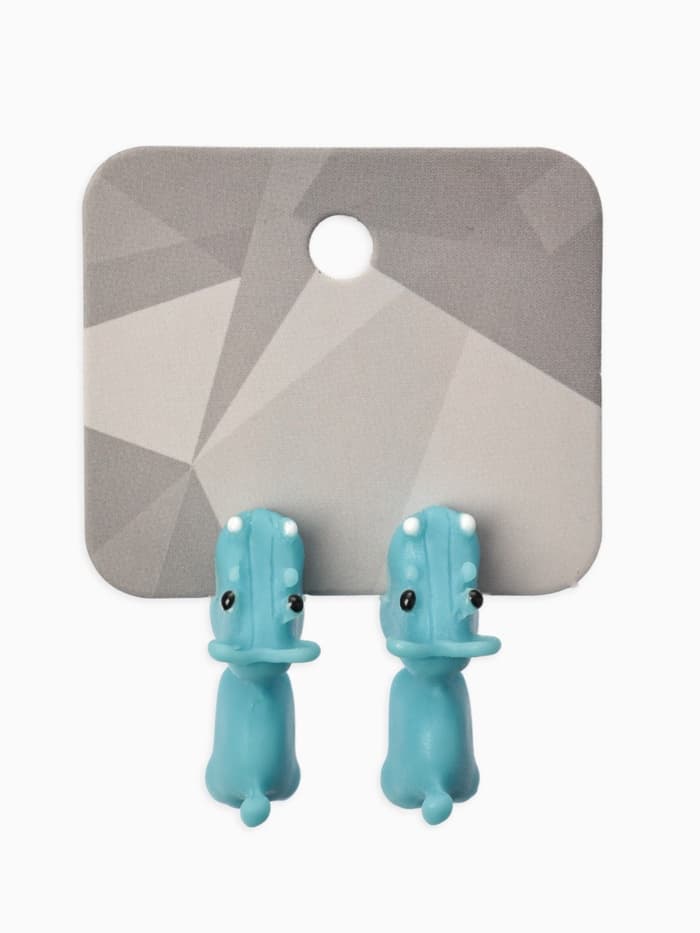 Серьги из полимерной глины «Бегемот», голубые
