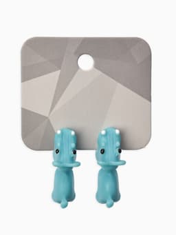 Серьги из полимерной глины «Бегемот», голубые