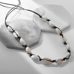 Чокер из ракушек «Морской», чёрно-бежевый, 75 см