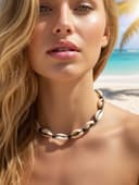 Чокер из ракушек «Морской», чёрно-бежевый, 75 см