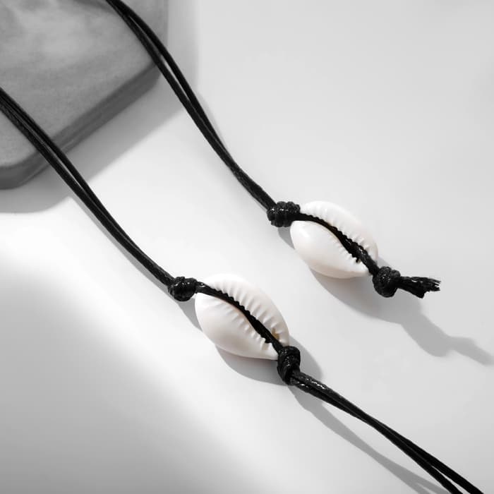 Чокер из ракушек «Морской», чёрно-бежевый, 75 см