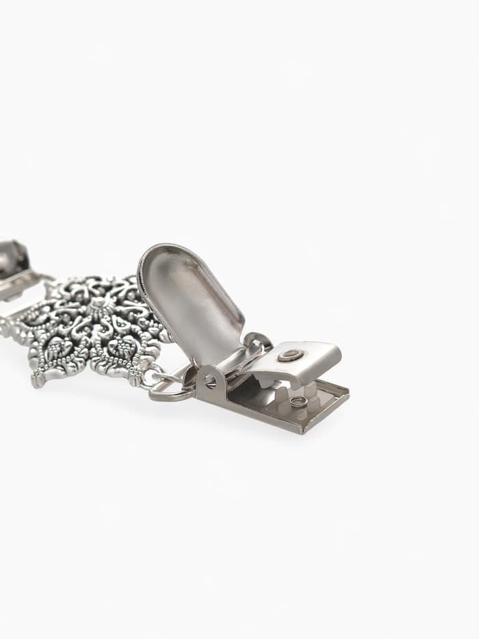 Зажим для кардигана «Цветение», цвет чернёное серебро