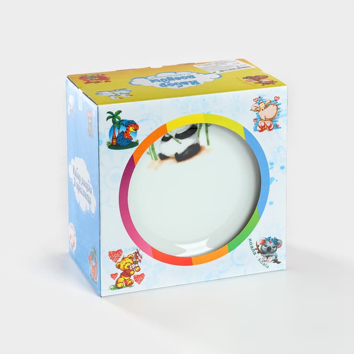 Набор посуды детский Добрушский завод «Панда», 3 предмета: кружка, миска, тарелка, фарфор, белый